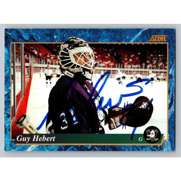 Guy Hebert Autographed 1993-94 Score NHL Hockey Card #502 Anaheim Ducks Goalie - Picture 1 of 2